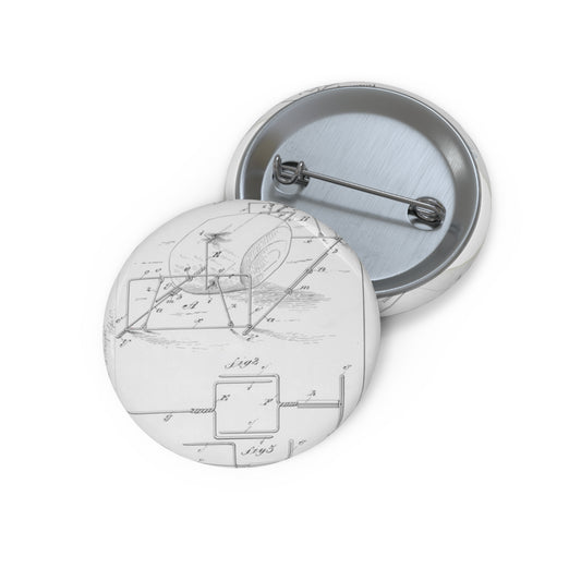 Patent drawing - for M. E. Knight's Spit Public domain  image Pin Buttons with Crisp Design