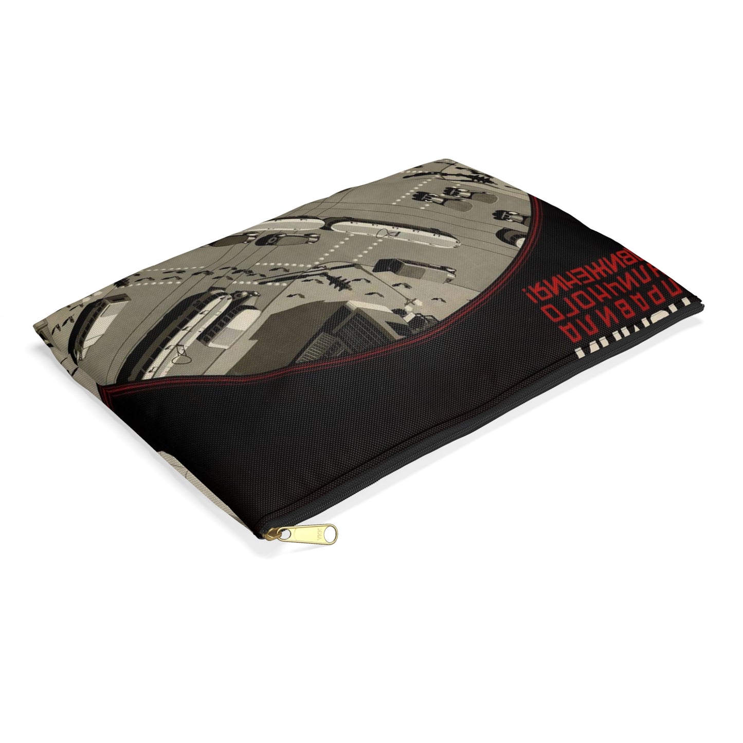 Помни правила уличного движения, Art Deco Poster Large Organizer Pouch with Black Zipper