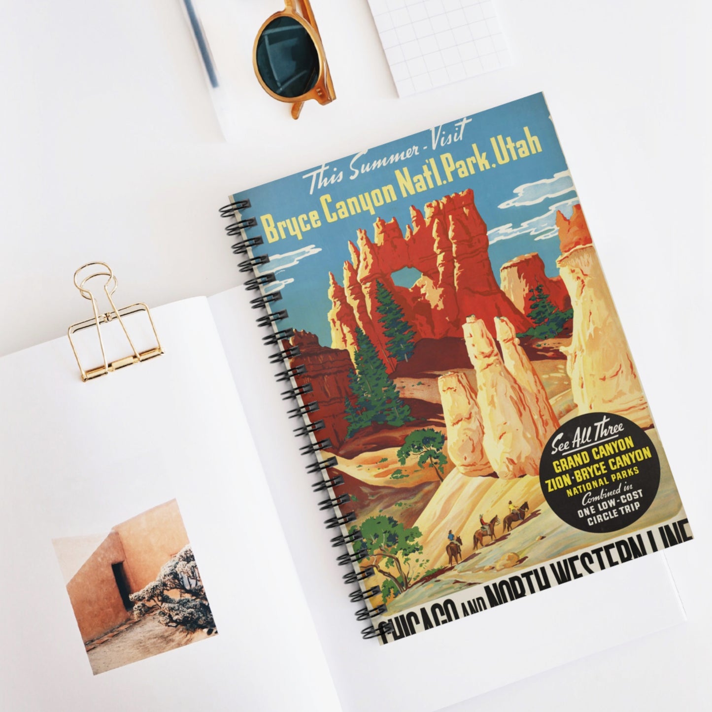 Vintage Travel Posters, 1920s-1930s Spiral Bound Ruled Notebook with Printed Cover