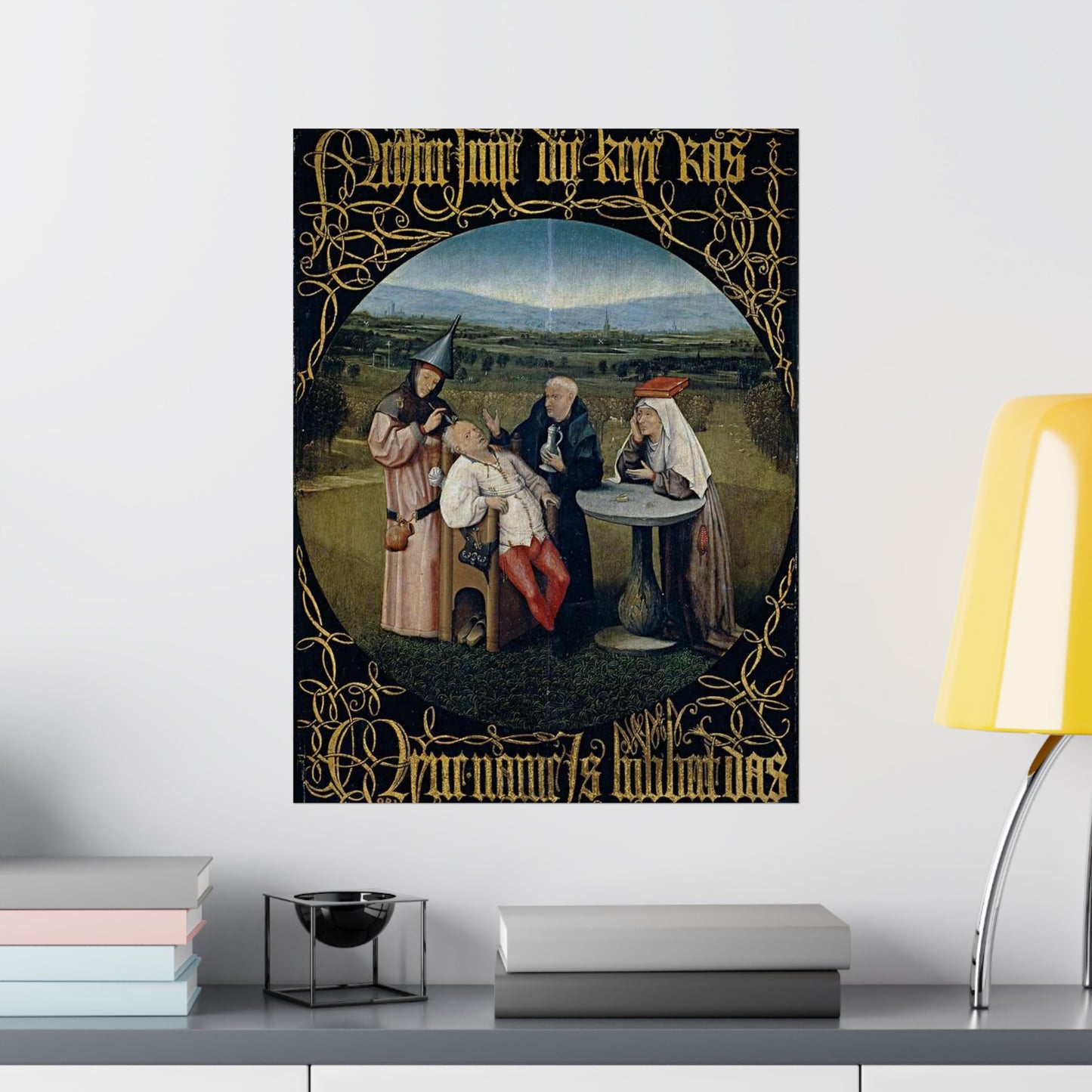 Hieronymus Bosch 053 - A painting of a group of people sitting around a table High Quality Matte Wall Art Poster for Home, Office, Classroom