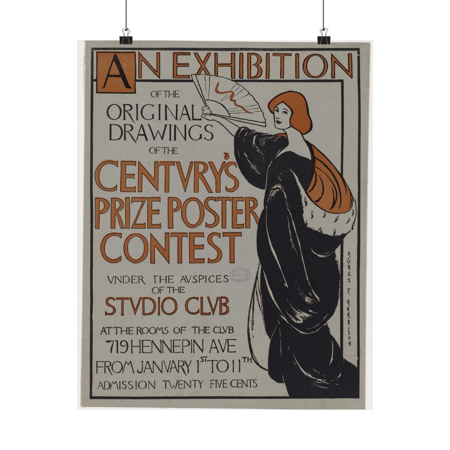 An exhibition of the original drawings of the Century's prize poster contest under the auspices of the Studio Club High Quality Matte Wall Art Poster for Home, Office, Classroom