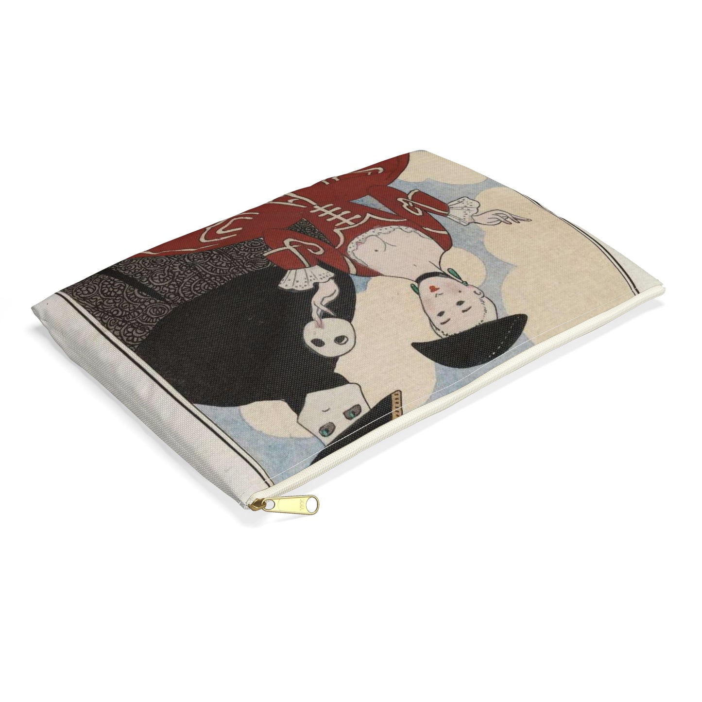 Fancy dress (Travestissement d'aprés Longhi - Robe de damas galonnée de blanc sur laquelle on jettera une baiite de taffetas noir et de dentelle) (CBL WEp 0847) Large Organizer Pouch with Black Zipper
