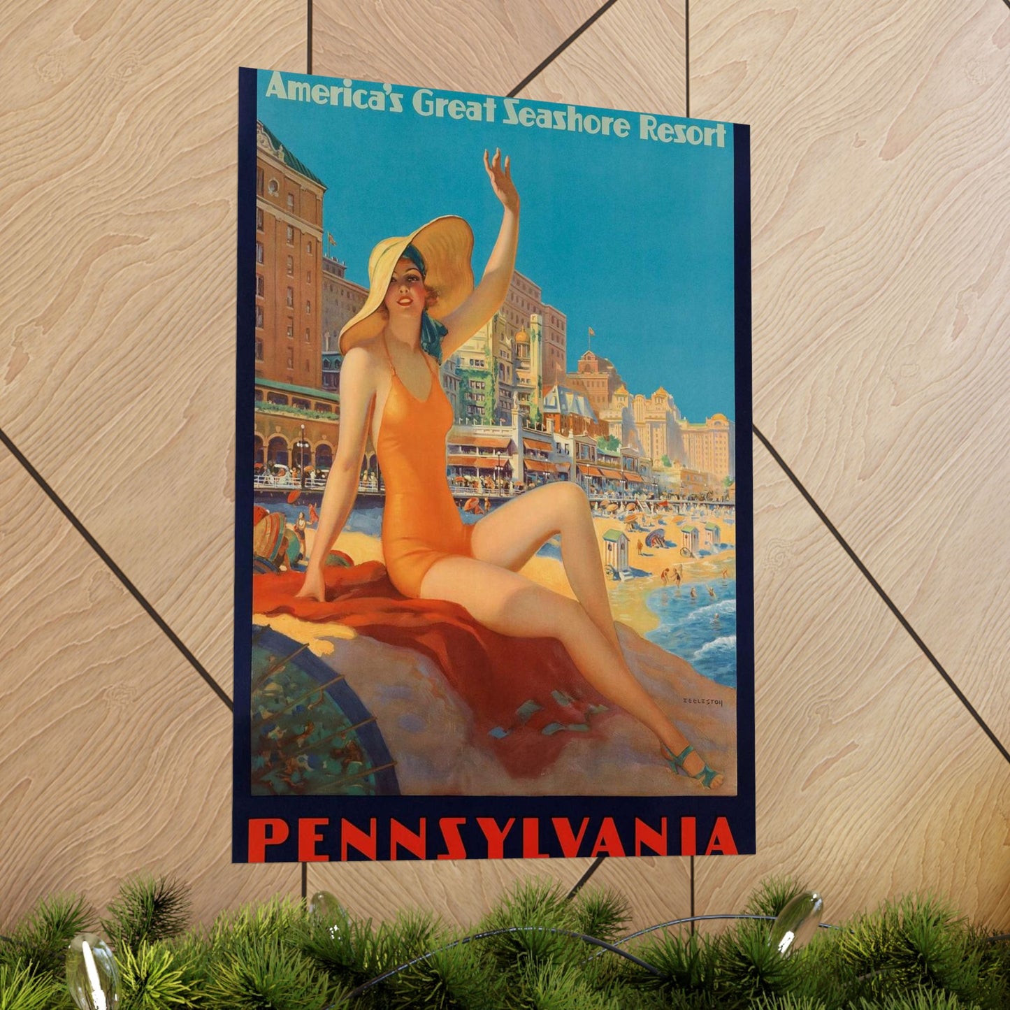 Edward M. Eggleston - Pennsylvania Railroad - Atlantic City, 1935 High Quality Matte Wall Art Poster for Home, Office, Classroom