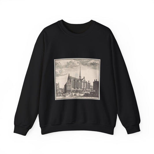 Gezicht op de Heilige Stede (Nieuwezijds Kapel) te Amsterdam Black Heavy Blend Adult Crew Neck SweatShirt