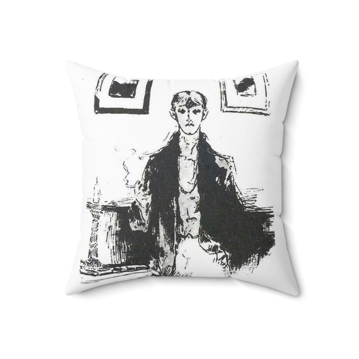 Aubrey Beardsley 5 - A drawing of a woman sitting on a couch Decorative Accent Square Pillow