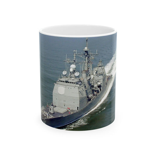 Aerial port bow view of the guided missile cruiser USS GETTYSBURG (CG 64) underway off Fort Story, Virginia Beautiful Novelty Ceramic Coffee Mug 11oz