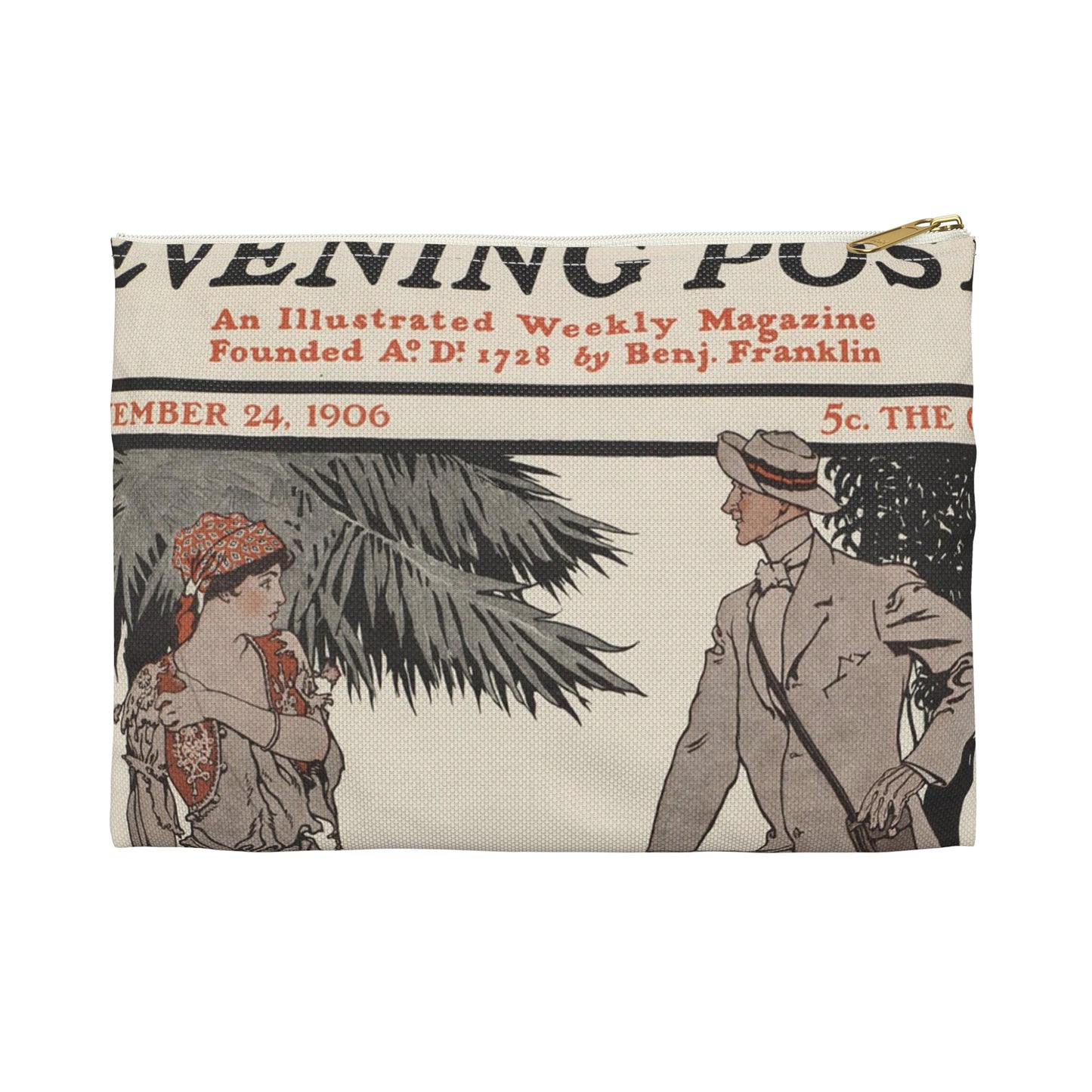 The Saturday evening post, November 24, 1906 Large Organizer Pouch with Black Zipper