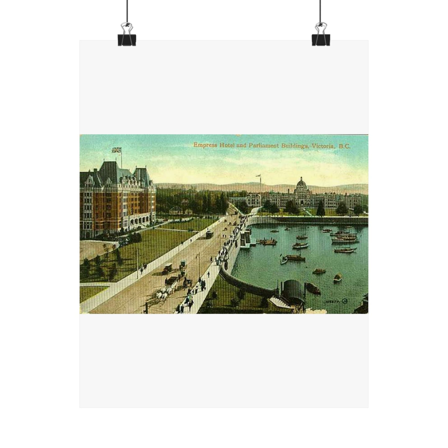 Empress Hotel and Parliament Buildings by the harbor in Victoria, British Columbia, between 1903 and 1913 (AL+CA 2080) High Quality Matte Wall Art Poster for Home, Office, Classroom