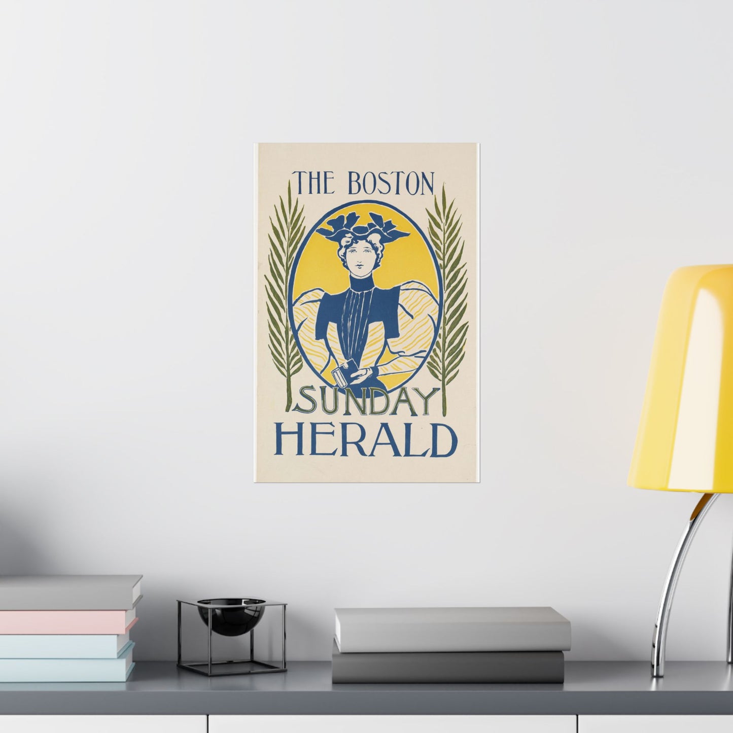 The Boston Sunday herald, Art Nouveau Poster High Quality Matte Wall Art Poster for Home, Office, Classroom
