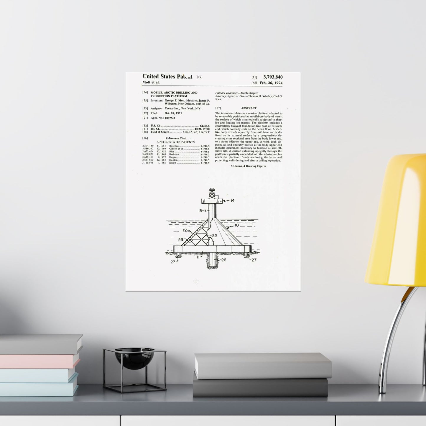 Patent Case File No. 3,793,840, Mobile Arctic Drilling and Production Platform, Inventor(s)- George E. Mott and James P. Wilbourn. - DPLA - 8f260bf2cd8926afbf4da017454f39b3 (page 6) High Quality Matte Wall Art Poster for Home, Office, Classroom