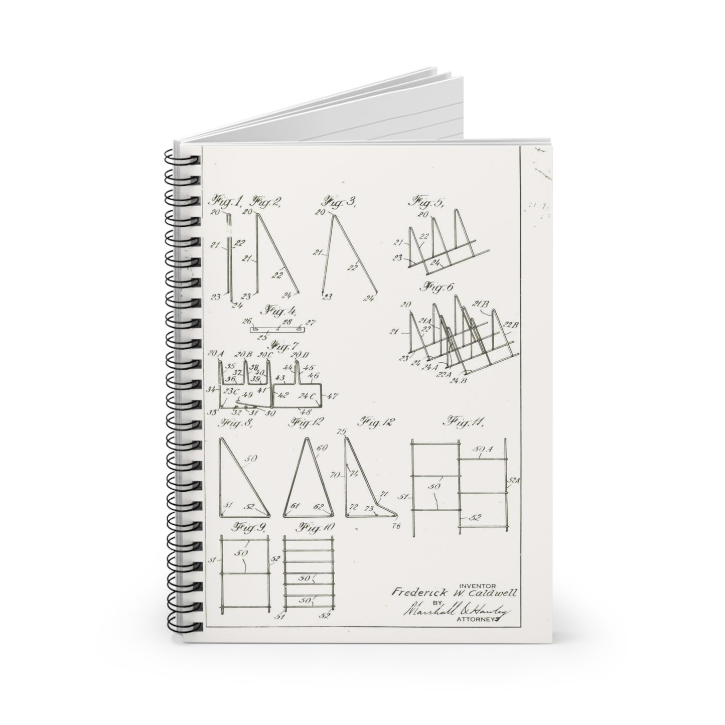 Patent Case File No. 2,298,194, Birdproofing, Inventor- Frederick W. Caldwell. - DPLA - 74c301010ed26c59dcbf62dd3cb26c47 (page 25) Spiral Bound Ruled Notebook with Printed Cover