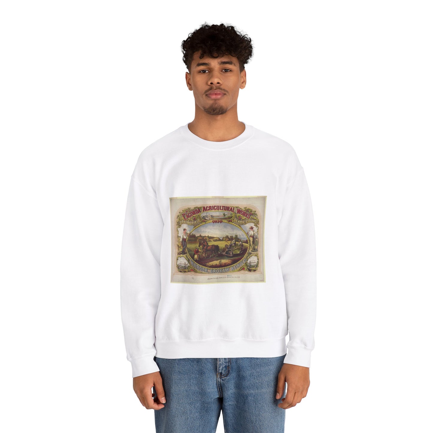 Lagonda Agricultural Works, Springfield, Clark County, Ohio, Warder, Brokaw & Child / E. Forbes, del. ; lith. of G.W. Lewis, N.Y. White Heavy Blend Adult Crew Neck SweatShirt