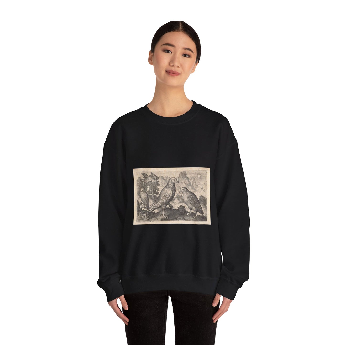 Abraham de Bruyn - Arend en andere roofvogels Black Heavy Blend Adult Crew Neck SweatShirt