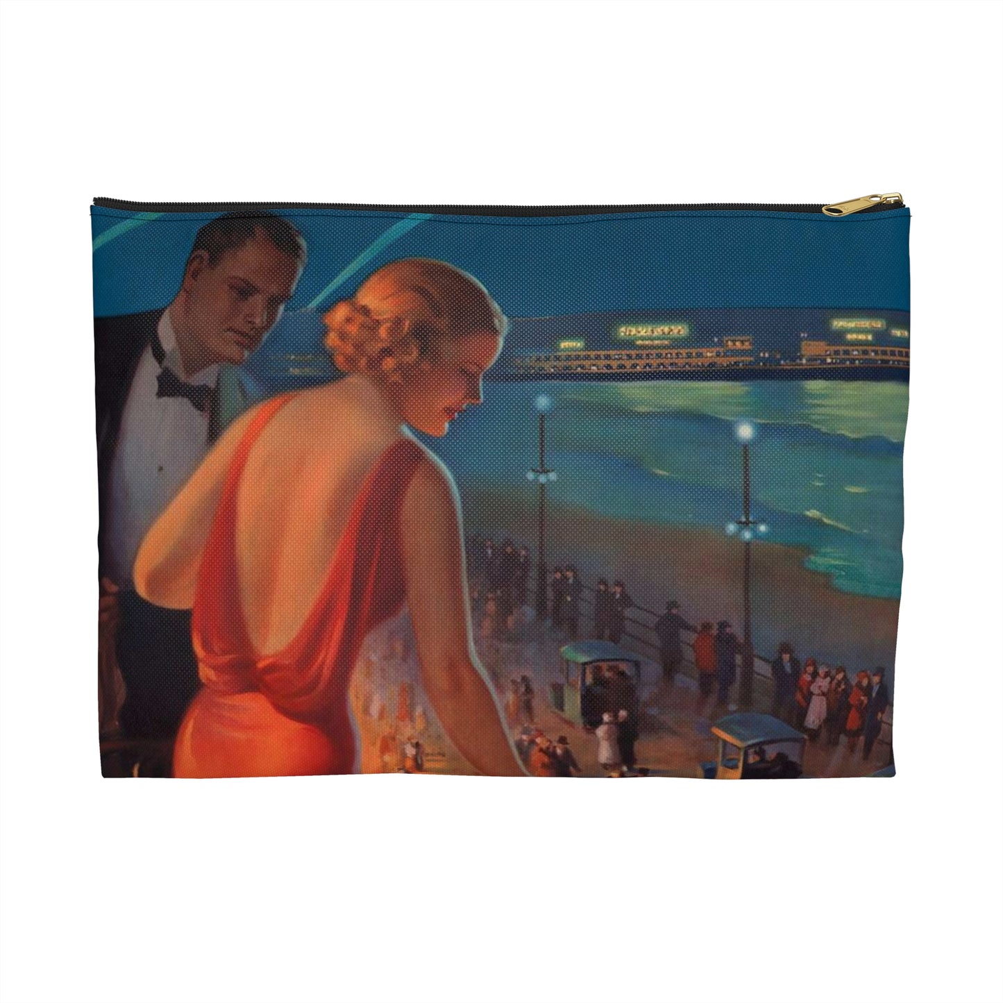 Detail, Atlantic City—America's Great All Year Resort, Pennsylvania Railroad, painting by Edward Mason Eggleston (cropped) Large Organizer Pouch with Black Zipper