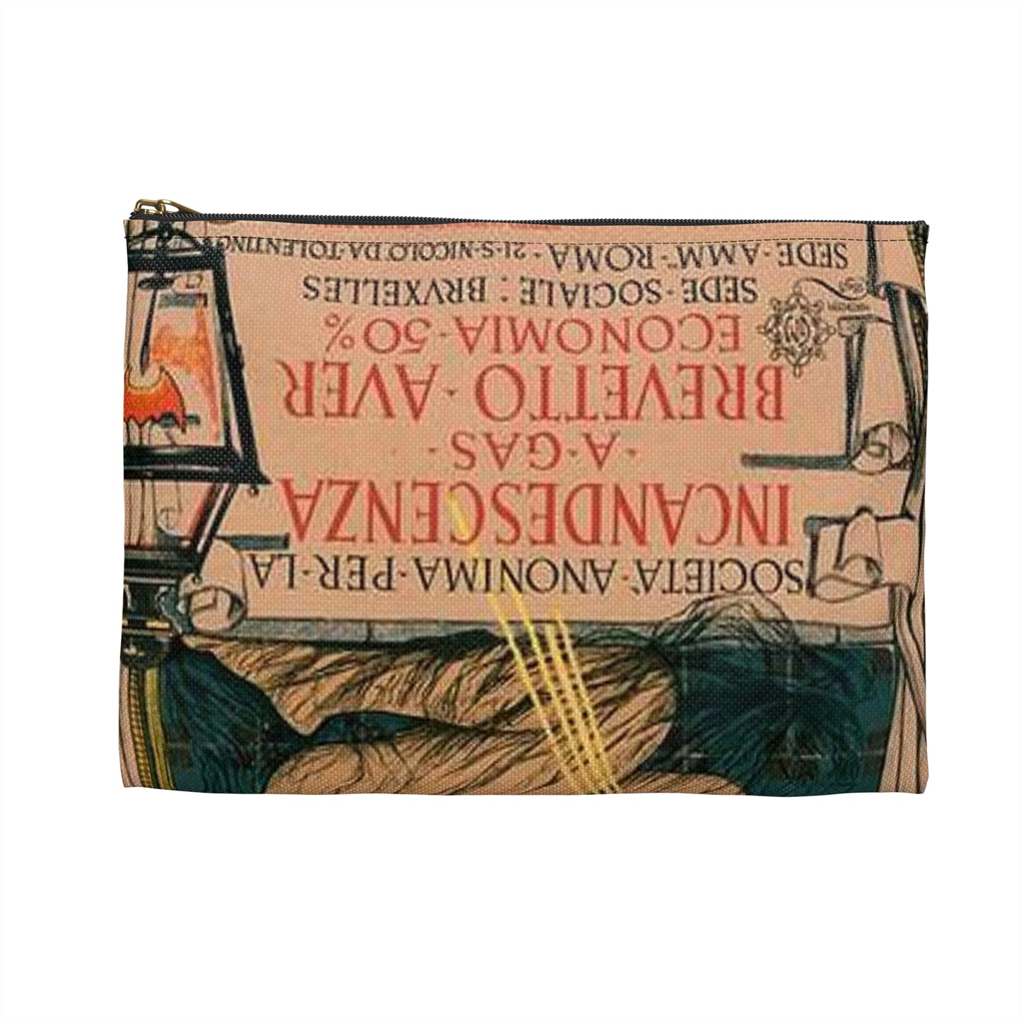 Affiche italienne pour l' "Incandescence par le Gaz, Système Auer" Large Organizer Pouch with Black Zipper