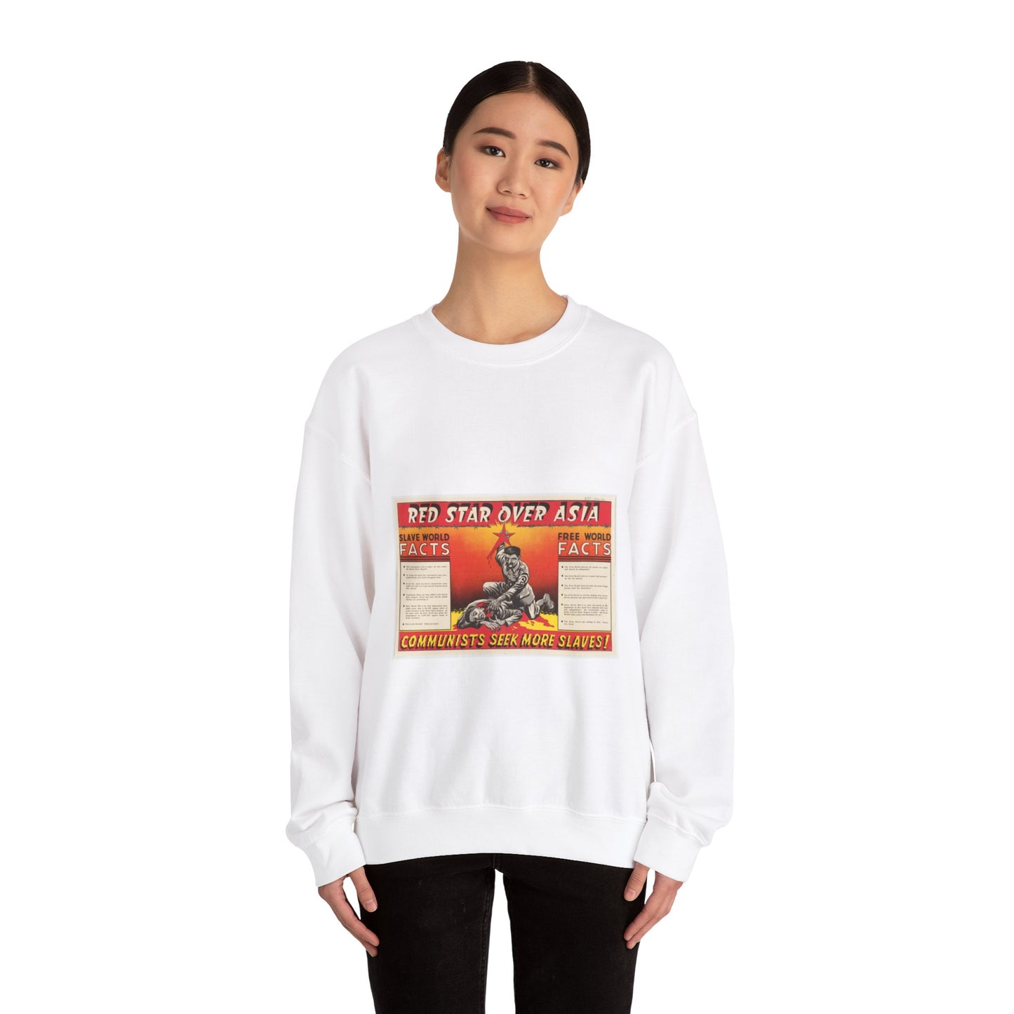 Red Star Over Asia PO-24-E, United States information service propaganda White Heavy Blend Adult Crew Neck SweatShirt