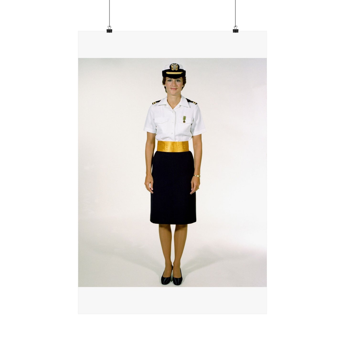 Uniform: Tropical dinner dress blue, female Navy officers High Quality Matte Wall Art Poster for Home, Office, Classroom