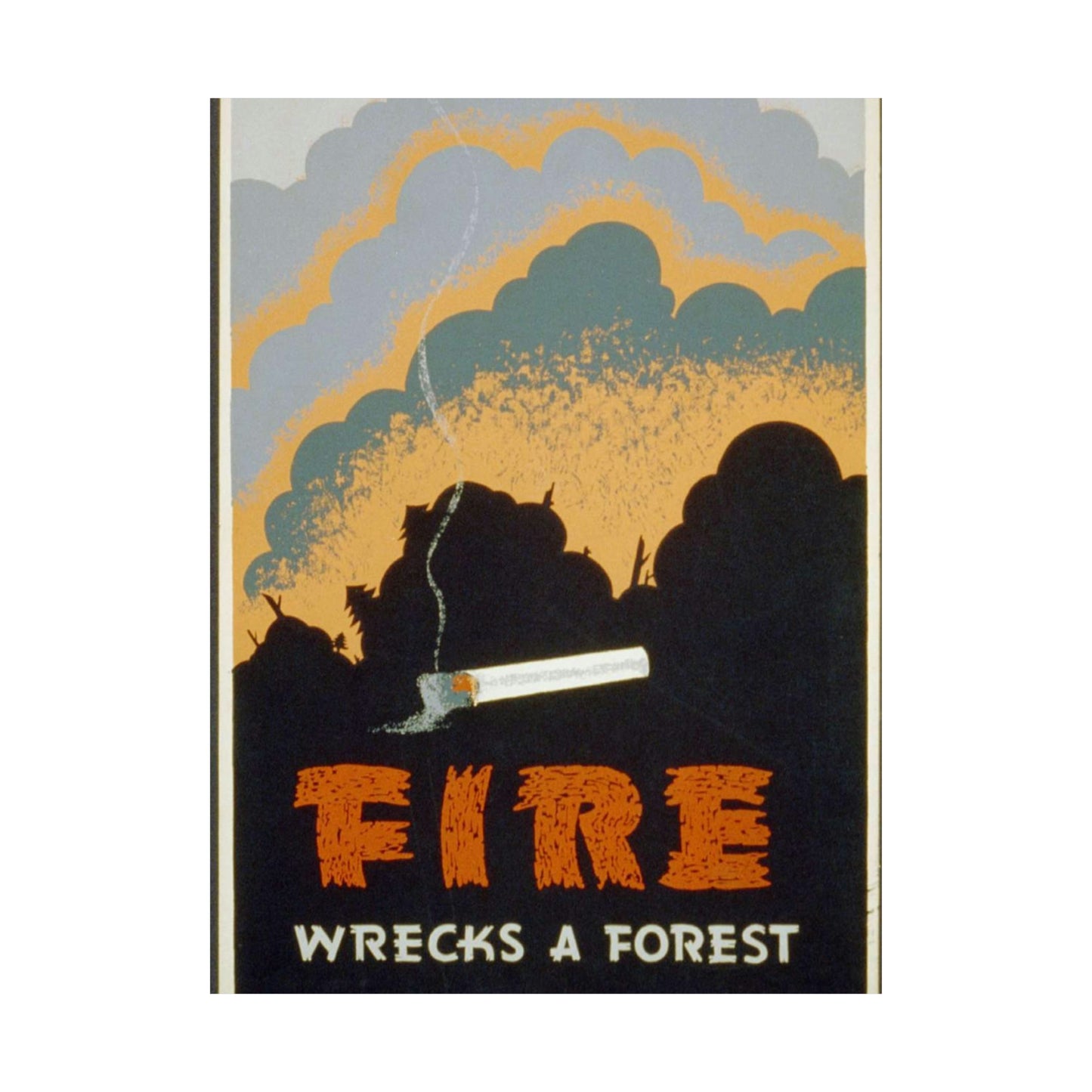 Fire wrecks a forest, Art Deco Poster High Quality Matte Wall Art Poster for Home, Office, Classroom