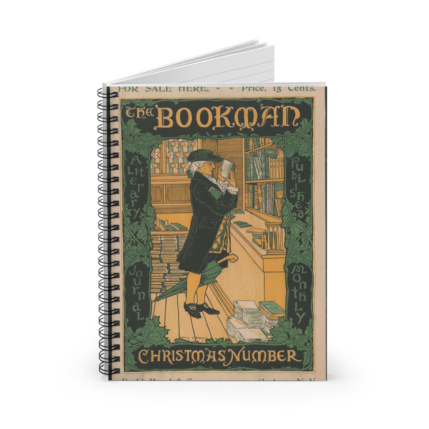 Louis Rhead - The bookman, Christmas number (2015646907) Spiral Bound Ruled Notebook with Printed Cover