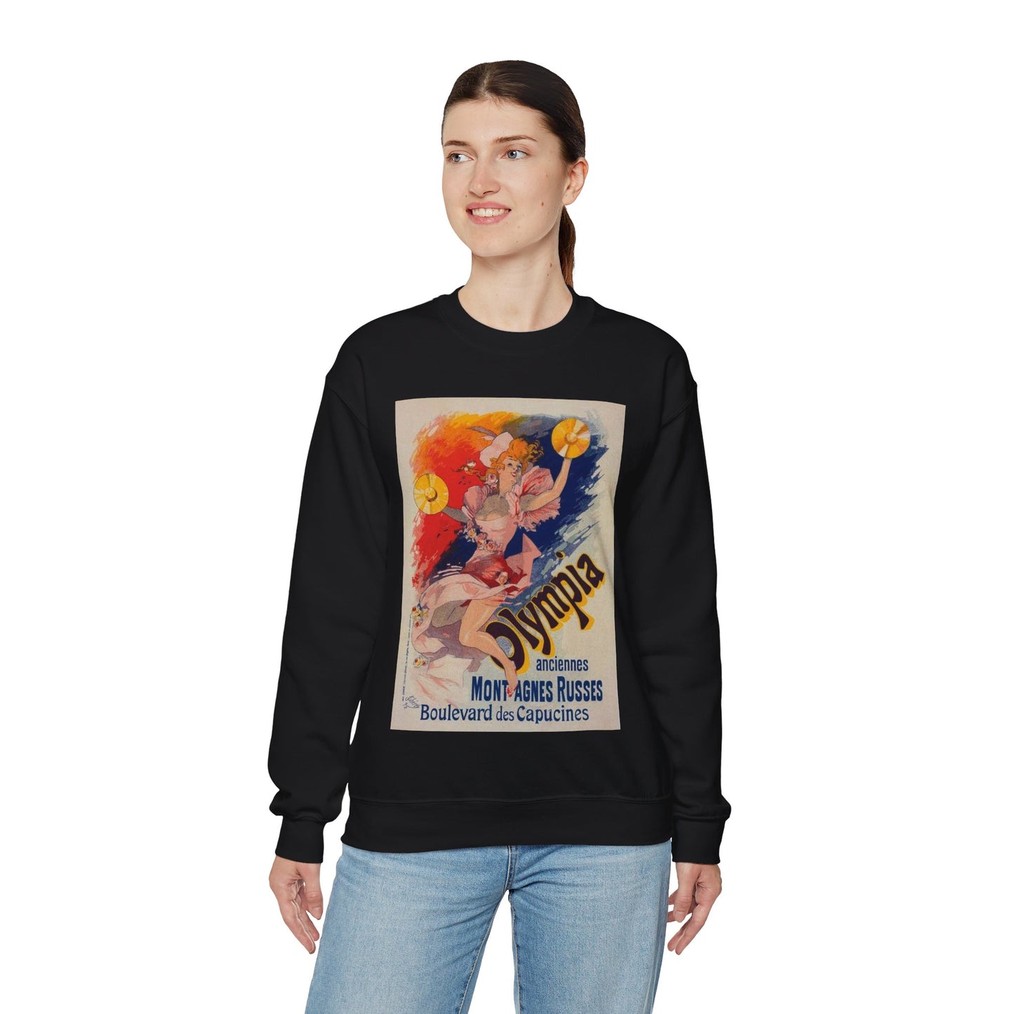 Affiche pour "Olympia". - Art nouveau public domain poster Black Heavy Blend Adult Crew Neck SweatShirt