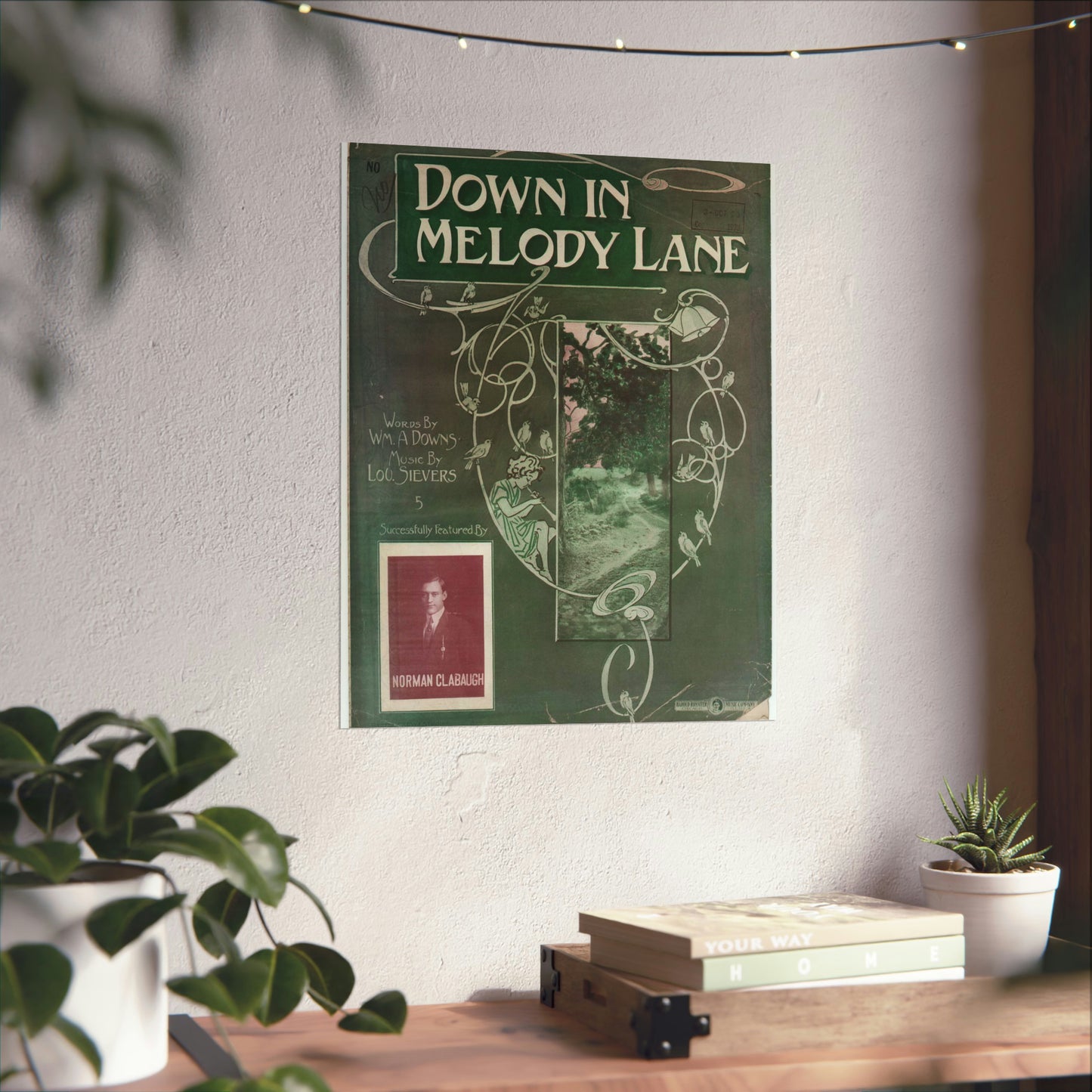 Down in melody lane - Public domain American sheet music High Quality Matte Wall Art Poster for Home, Office, Classroom