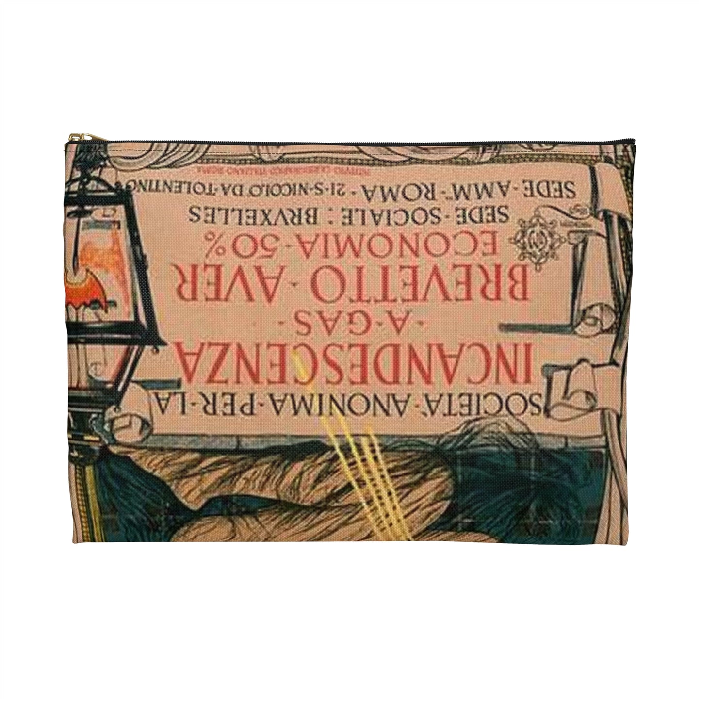 Affiche italienne pour l' "Incandescence par le Gaz, Système Auer" Large Organizer Pouch with Black Zipper