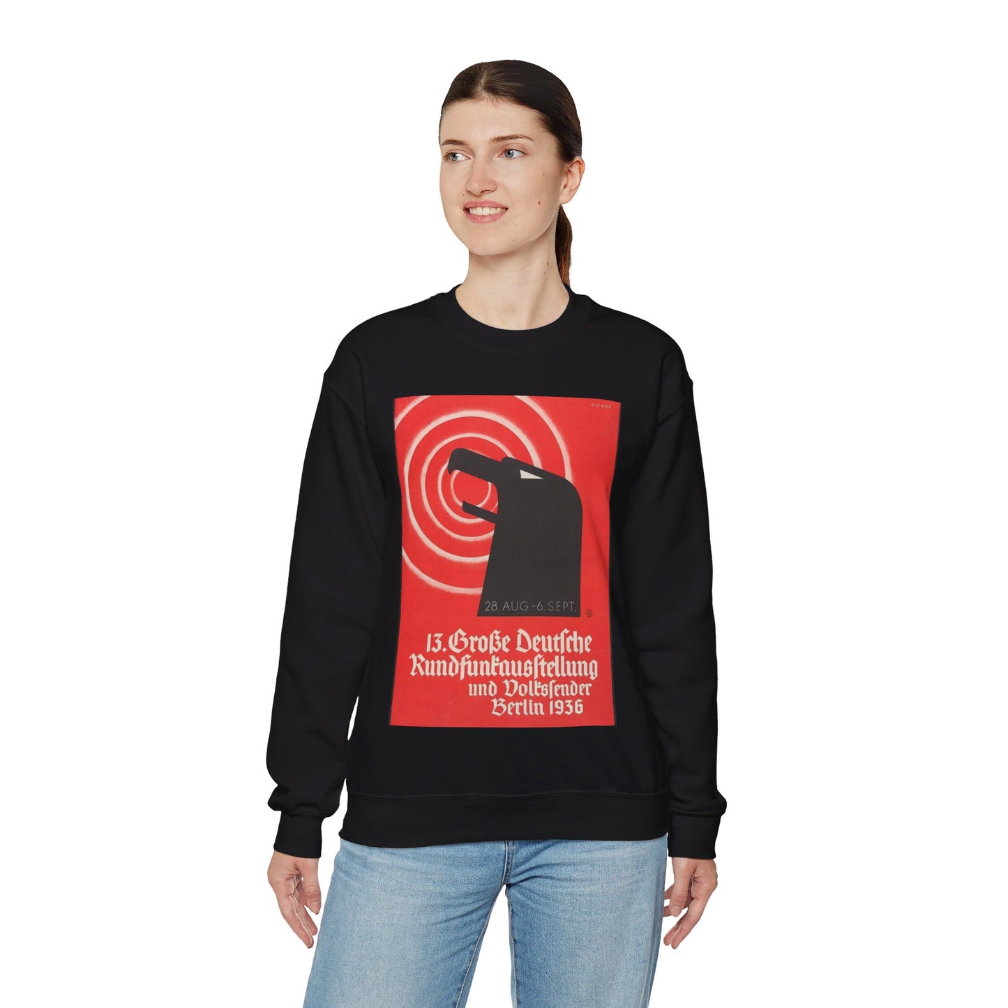 13 Grosse deutsche Rundfunkausstellung und Volkssender, Berlin 1936 / Riemer. Black Heavy Blend Adult Crew Neck SweatShirt