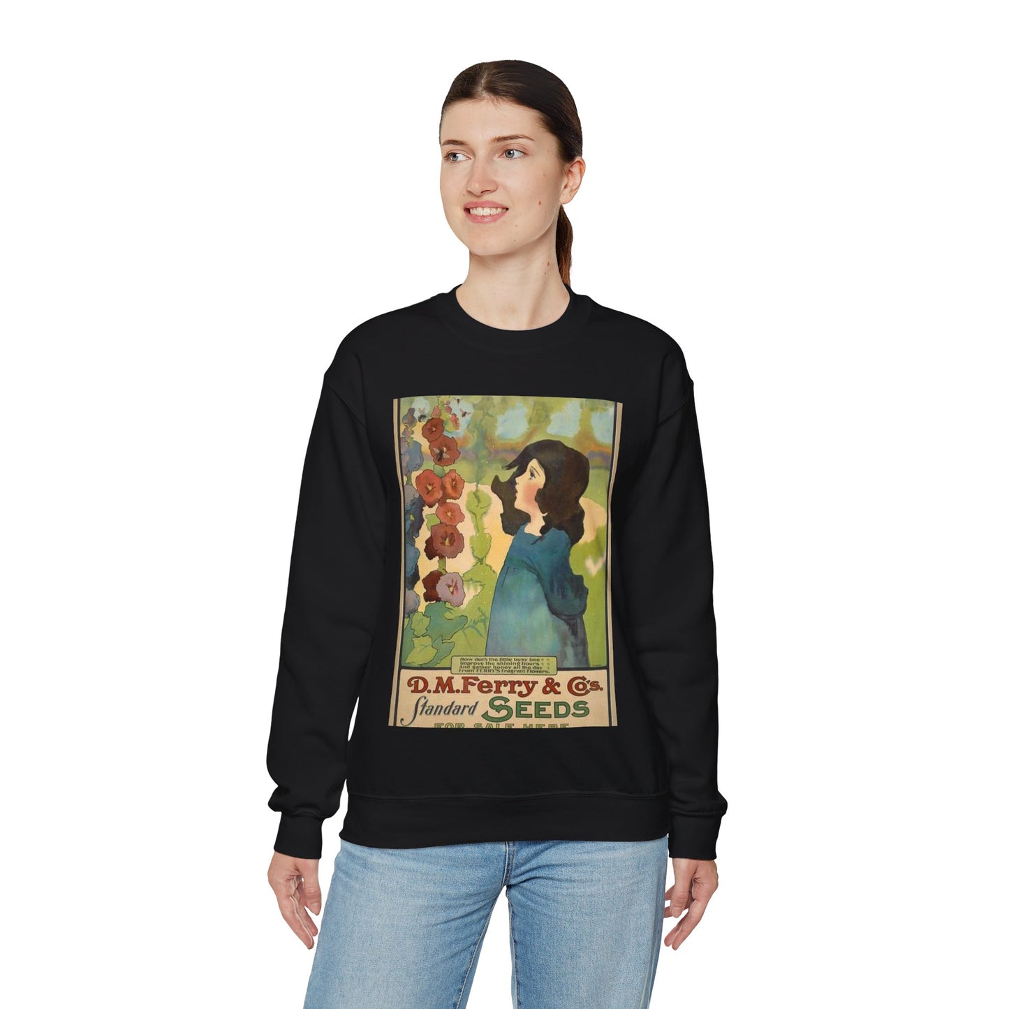 D. M. Ferry & Co's. standard seeds. Black Heavy Blend Adult Crew Neck SweatShirt