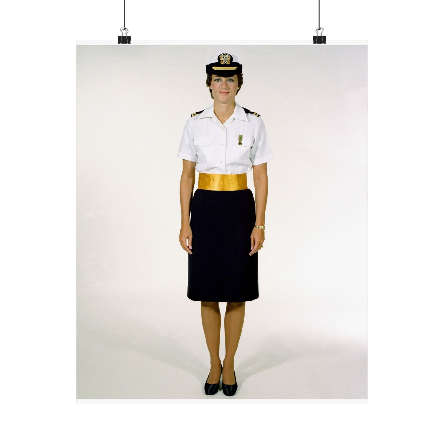 Uniform: Tropical dinner dress blue, female Navy officers High Quality Matte Wall Art Poster for Home, Office, Classroom