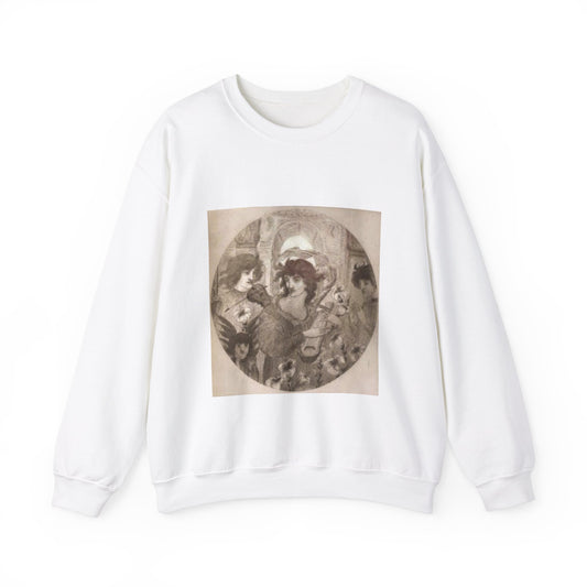 Adoramus Te Beardsley - Public domain portrait drawing  White Heavy Blend Adult Crew Neck SweatShirt