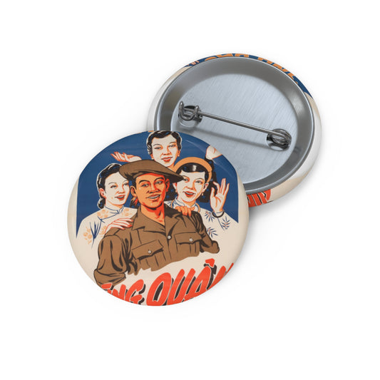 Viet Poster #5, Cold War American Propaganda poster Pin Buttons with Crisp Design