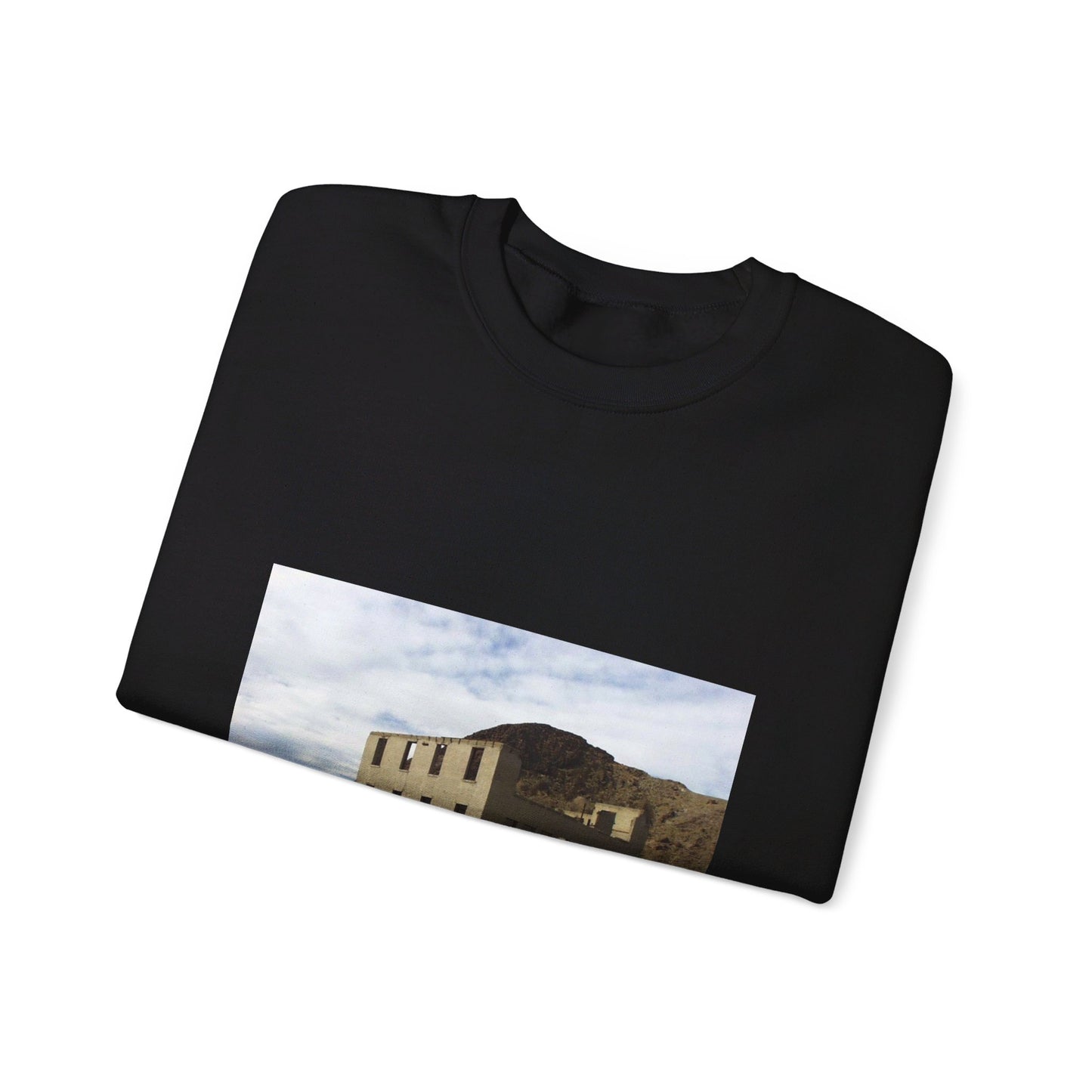 Death Valley Scenic Byway - An Abandoned Structure in Rhyolite Black Heavy Blend Adult Crew Neck SweatShirt