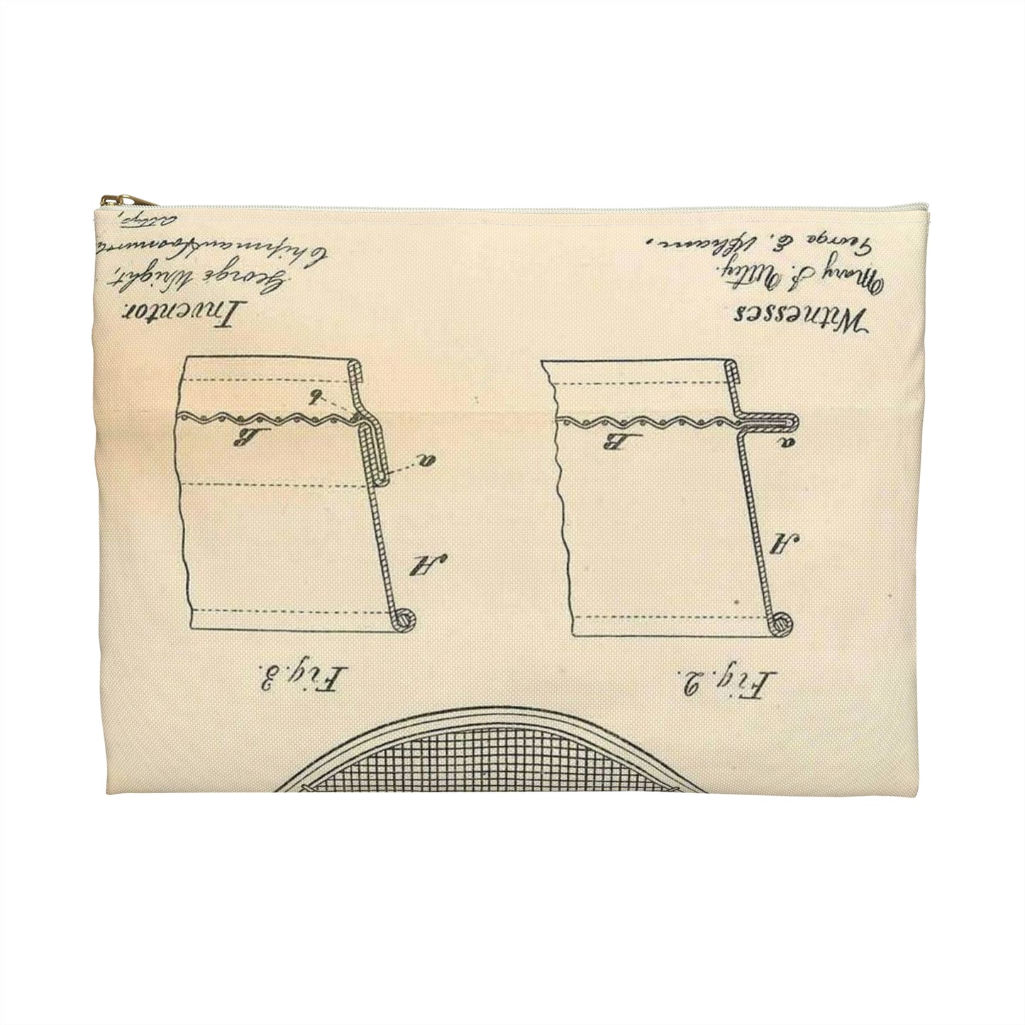 Patent Case File No. 145,924, Improvement in Sieves, Inventor- George Wright. - DPLA - a7a17ded40bdce4ed8e081156174bb00 (page 16) Large Organizer Pouch with Black Zipper