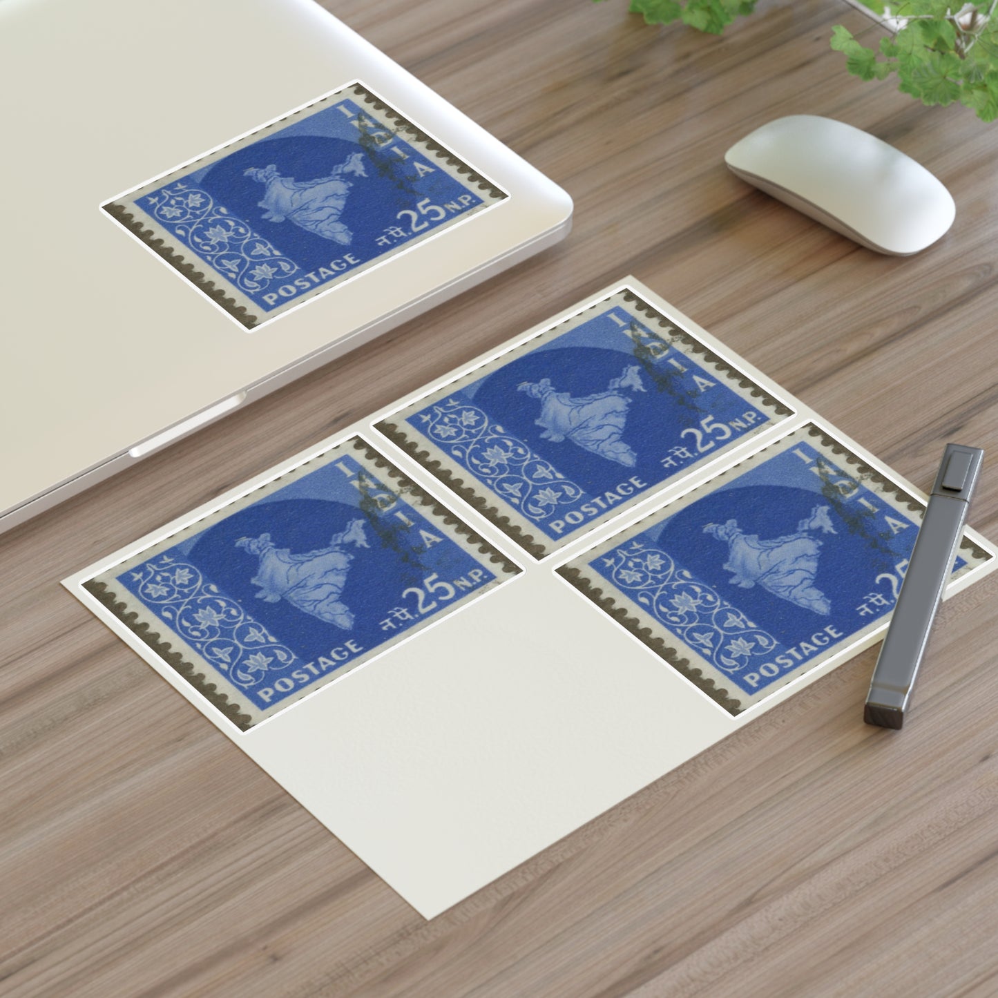 Frimärke ur Gösta Bodmans filatelistiska motivsamling, påbörjad 1950.Frimärke från Indien, 1957. Motiv av karta över Indien. Laminated UV Protective Vinyl Stickers