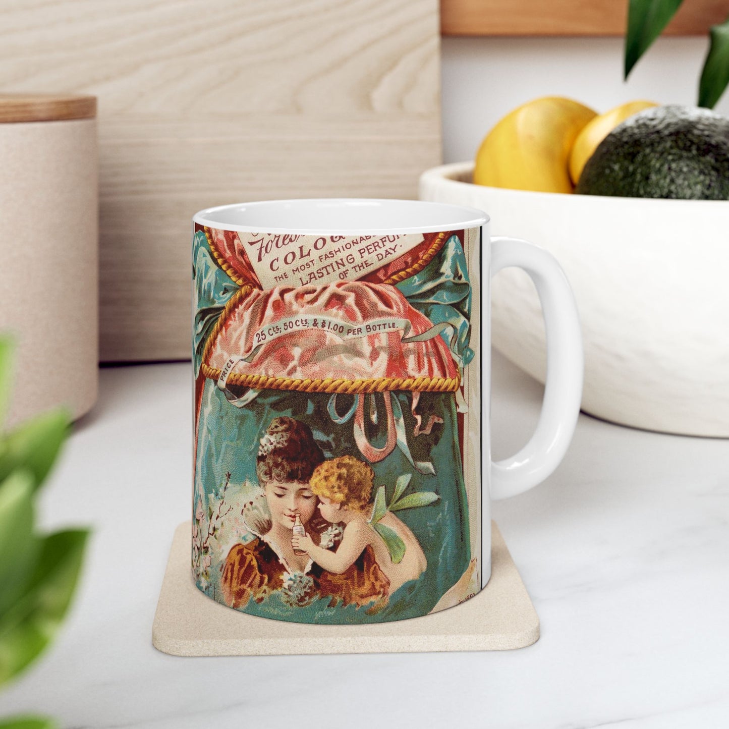 Perfumed with Austen's Forest Flower Cologne. The most fashionable and lasting perfume of the day. Beautiful Novelty Ceramic Coffee Mug 11oz