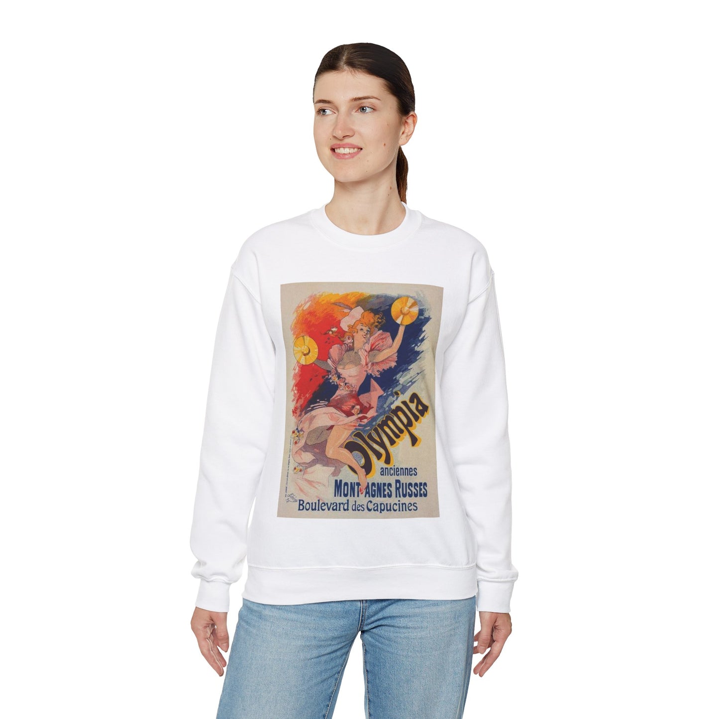 Affiche pour "Olympia". - Art nouveau public domain poster White Heavy Blend Adult Crew Neck SweatShirt