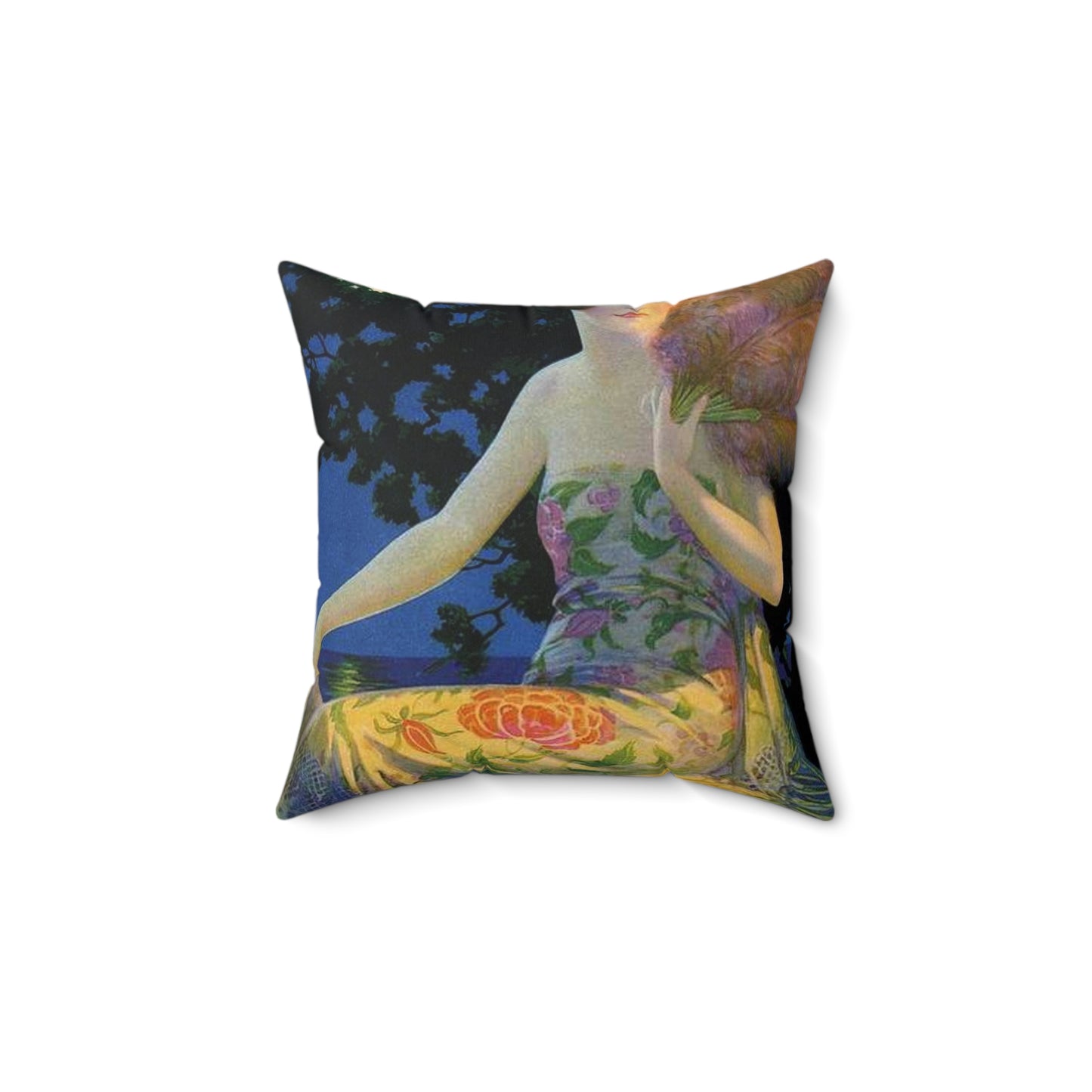 Moonlight and You, print from painting by Edward Mason Eggleston, 1928 Decorative Accent Square Pillow