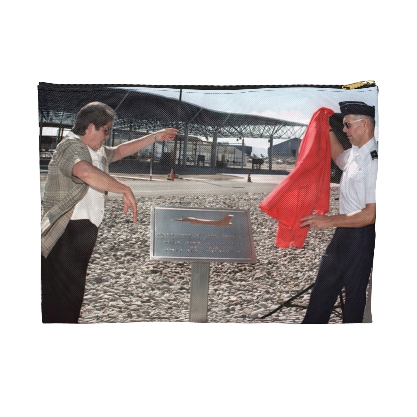 In memory of US Air Force MASTER Sergeant Jamie Solomon, US Air Force Brigadier General Mensching and Mrs. Solomon unveil the dedication of the new POL facilities in Tucson, Arizona Large Organizer Pouch with Black Zipper