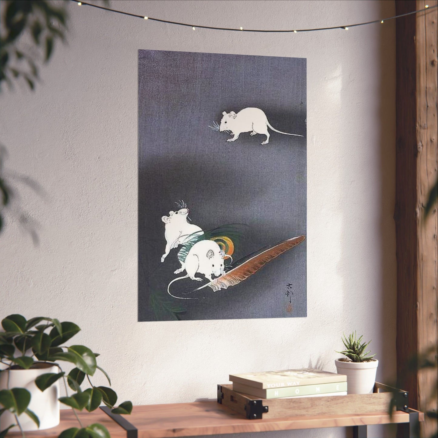 A drawing of 3 mice, Ohara Koson High Quality Matte Wall Art Poster for Home, Office, Classroom