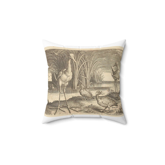 Adriaen Collaert - Enkele watervogels aan een oever Decorative Accent Square Pillow