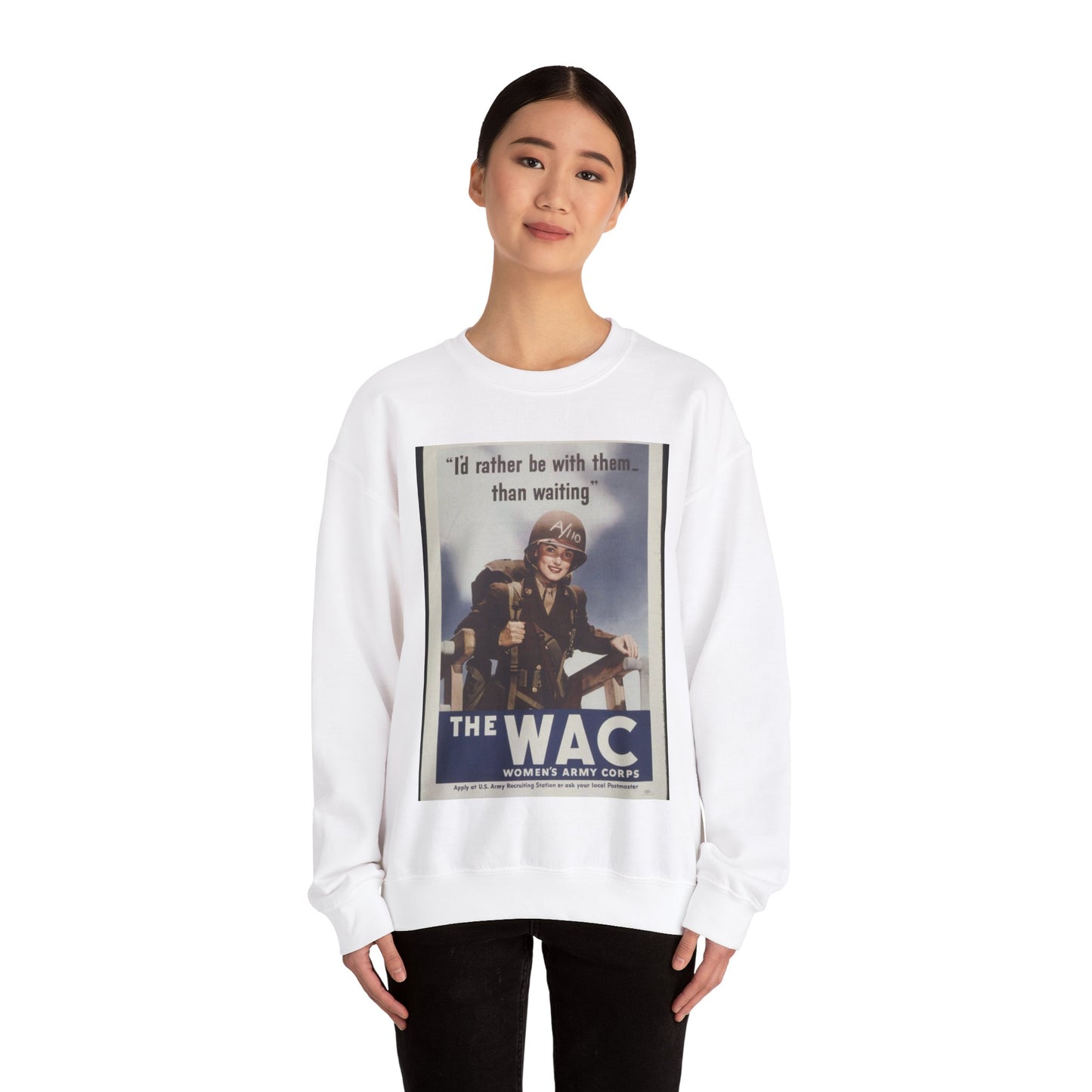 "I'd Rather Be With Them - Than Waiting" - NARA - 513677 White Heavy Blend Adult Crew Neck SweatShirt