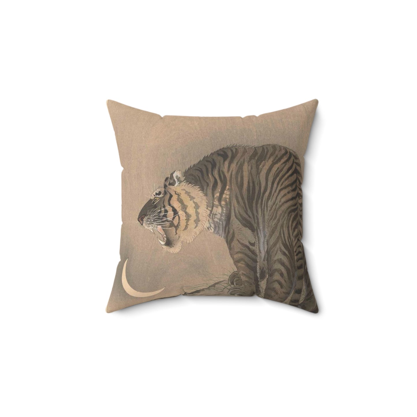 Brullende tijger, Ohara Koson - Rijksmuseum public domain dedication image Decorative Accent Square Pillow