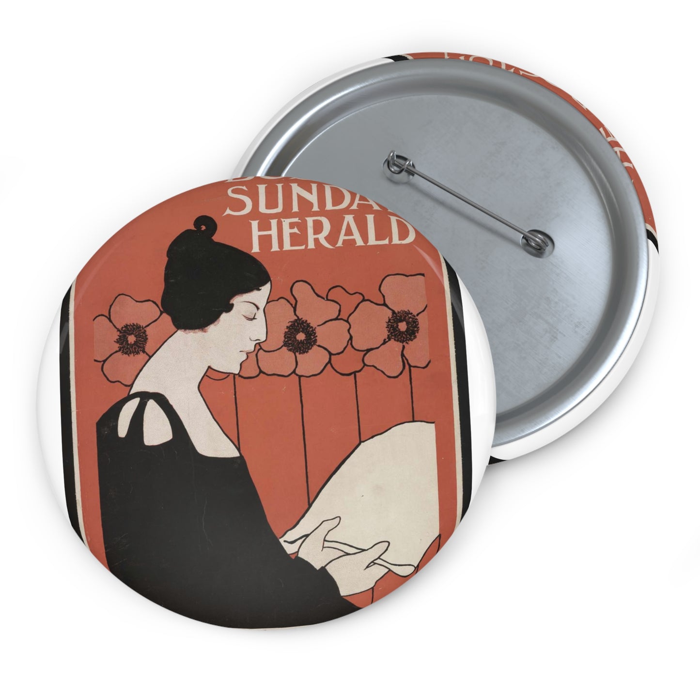 The Boston Sunday Hearld - ladies want it Feb. 24 / Boston Eng. Co. ; E. Reed. Pin Buttons with Crisp Design