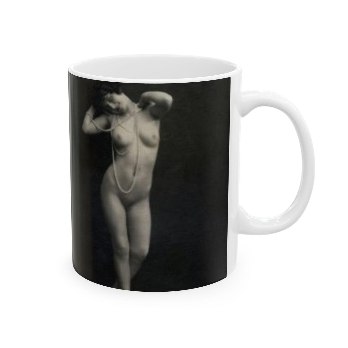 Erotic Art: WALERY - An old photo of a naked woman with pearls Beautiful Novelty Ceramic Coffee Mug 11oz