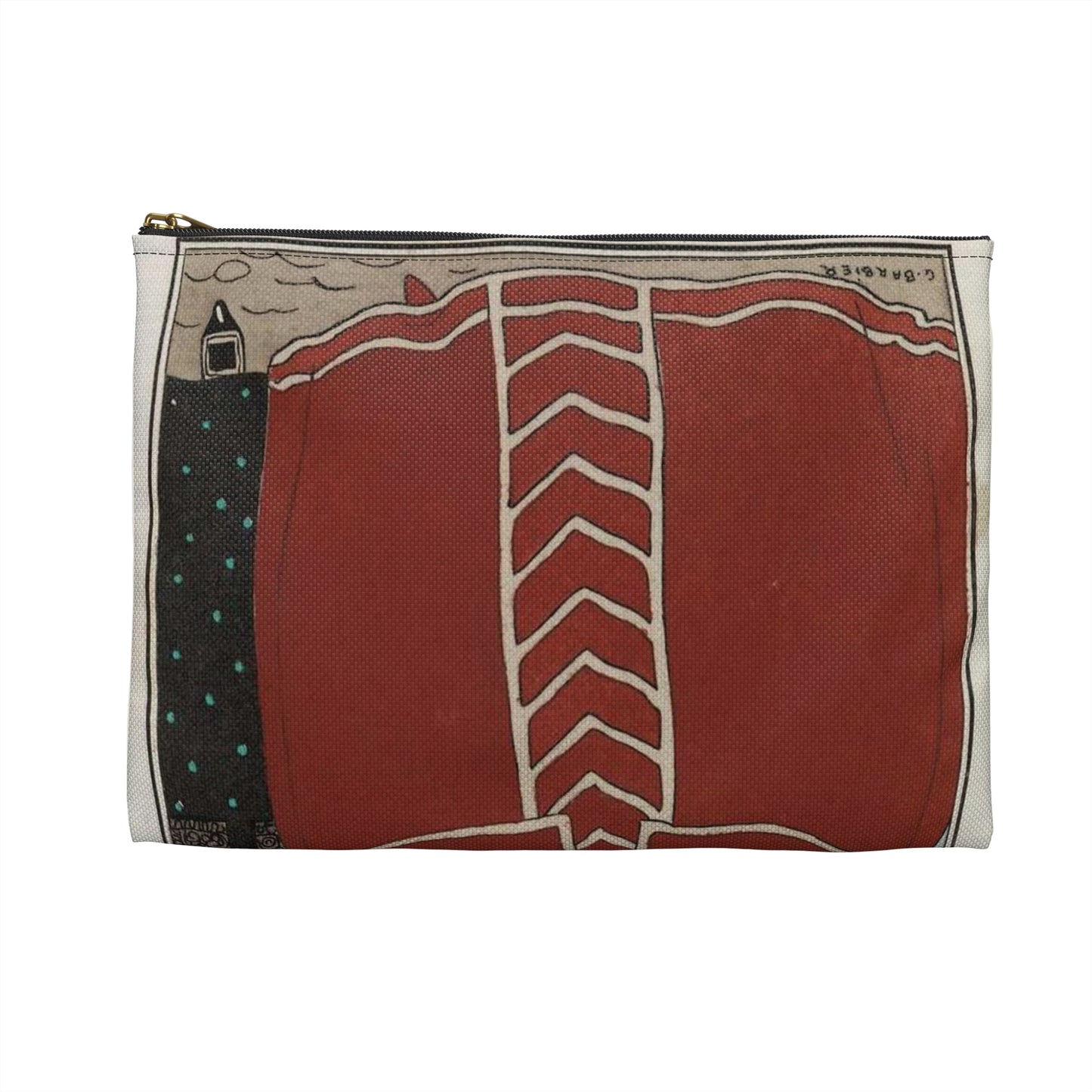 Fancy dress (Travestissement d'aprés Longhi - Robe de damas galonnée de blanc sur laquelle on jettera une baiite de taffetas noir et de dentelle) (CBL WEp 0847) Large Organizer Pouch with Black Zipper