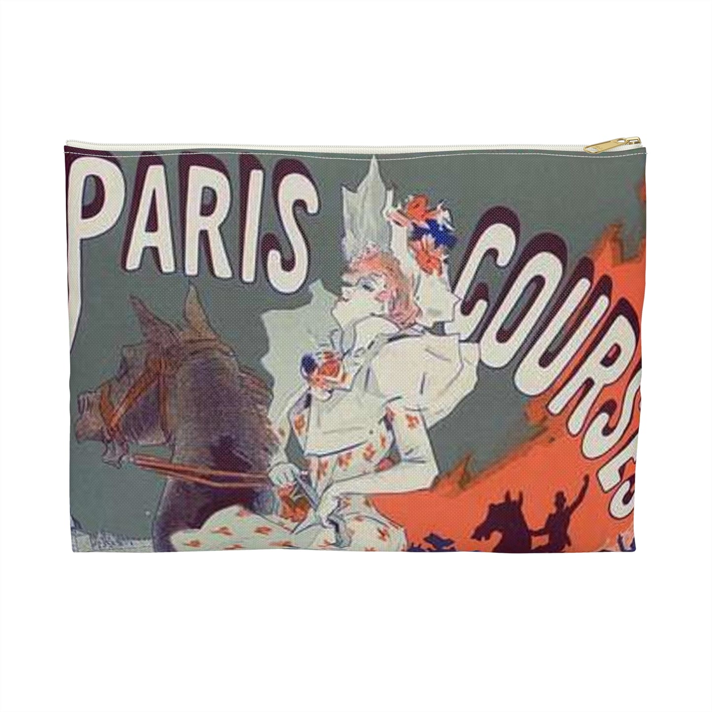 Affiche pour l'Hippodrome de la Porte-Maillot, "Paris-Courses". Large Organizer Pouch with Black Zipper