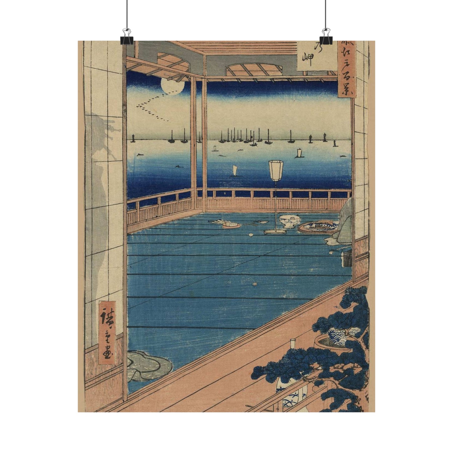 Tsuki no misaki, Andō Hiroshige - Ukiyo e print High Quality Matte Wall Art Poster for Home, Office, Classroom