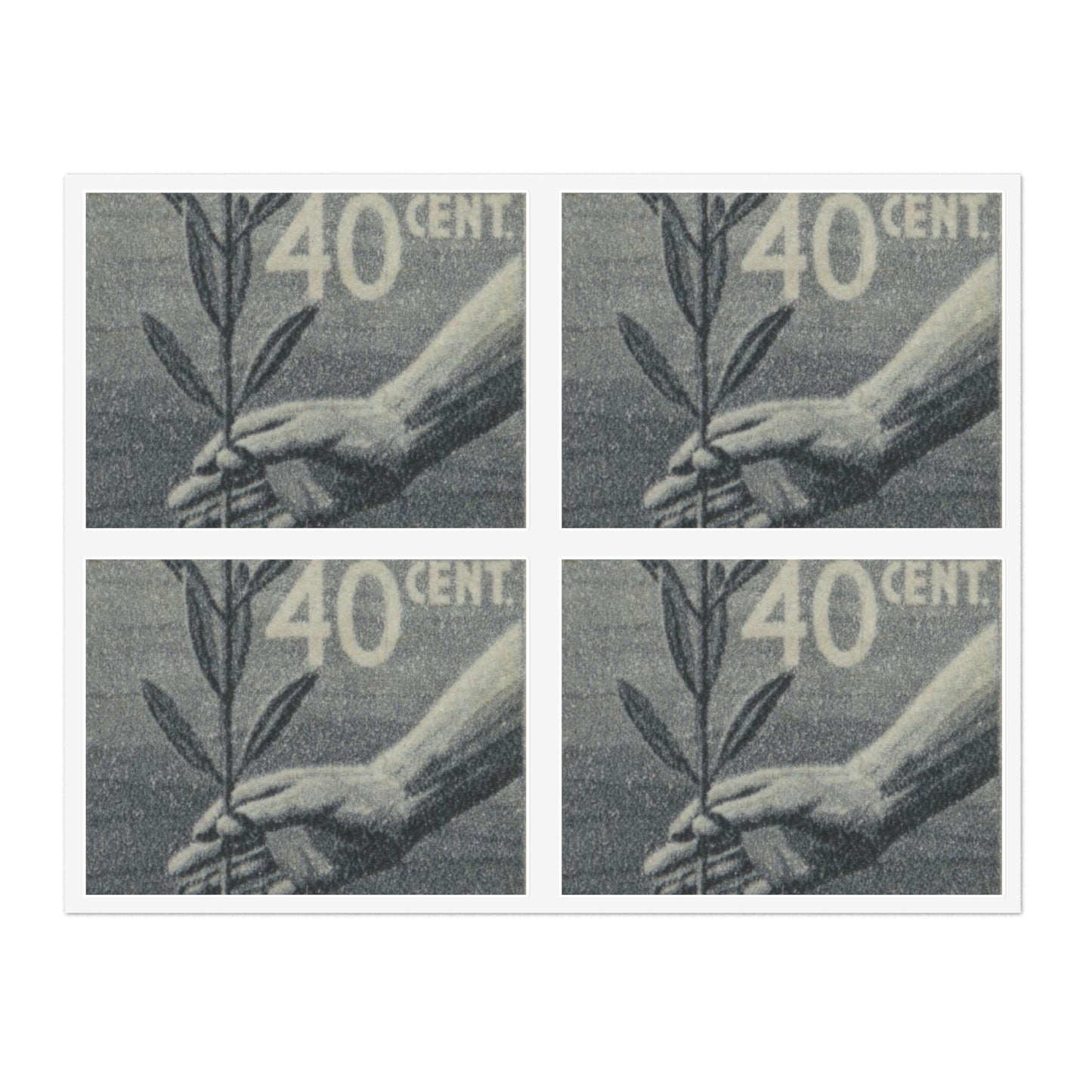 Frimärke ur Gösta Bodmans filatelistiska motivsamling, påbörjad 1950.Frimärke från Italien, 1945. Motiv av plantering. Laminated UV Protective Vinyl Stickers