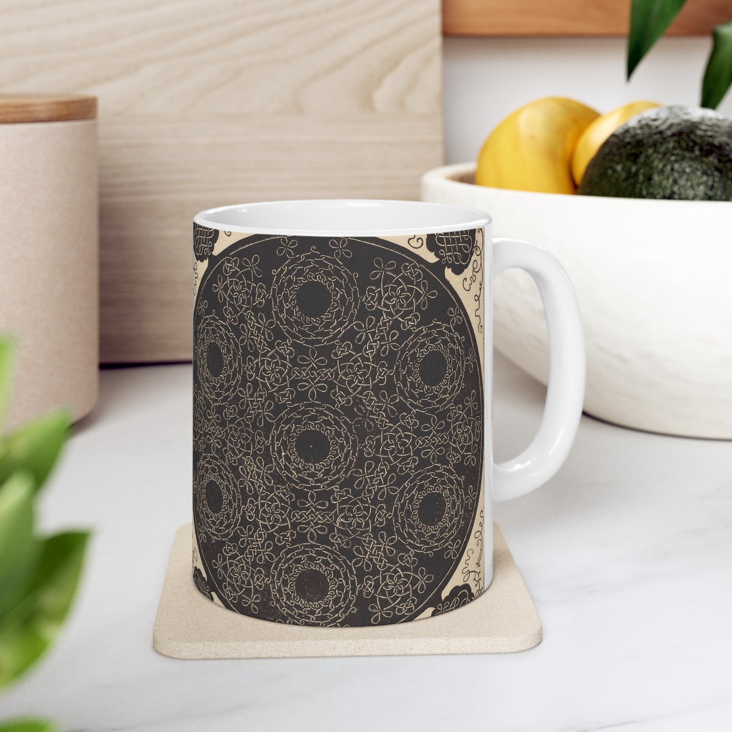 The Fourth Knot (combining seven circular groups of knots with black centers) Beautiful Novelty Ceramic Coffee Mug 11oz