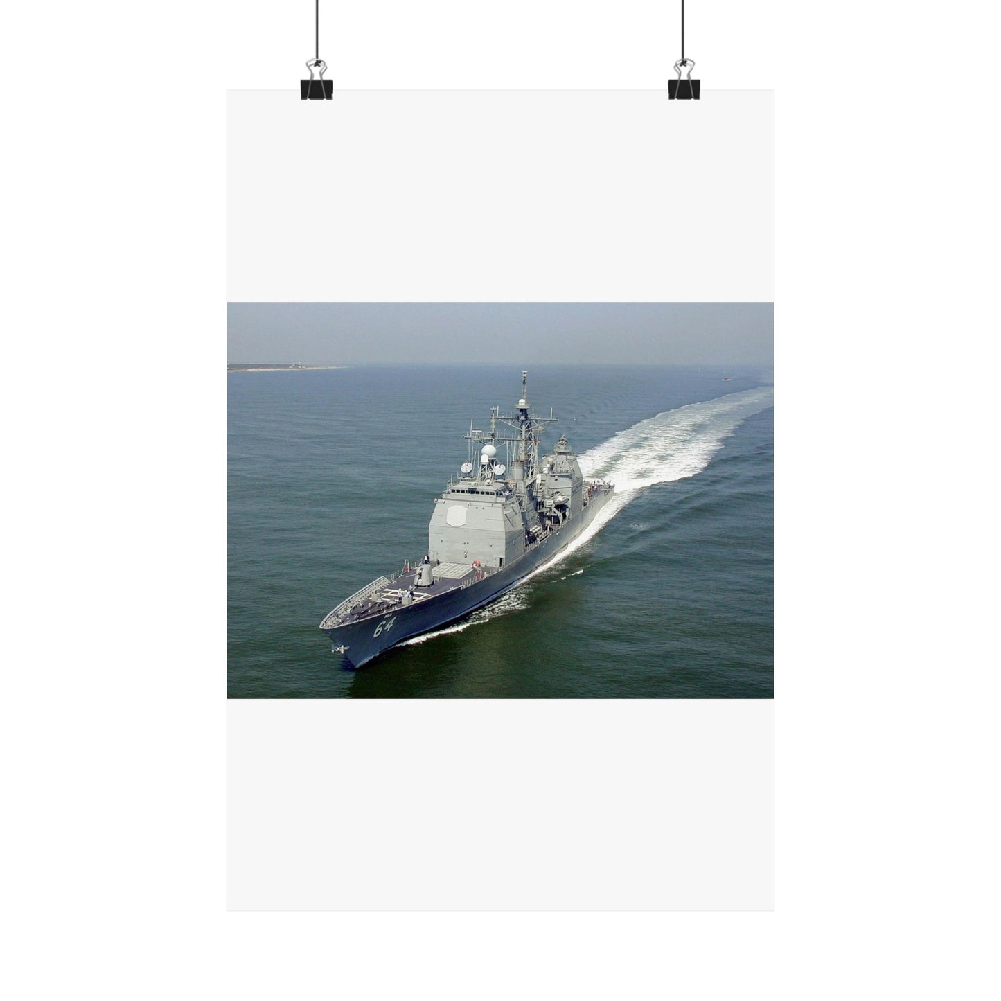 Aerial port bow view of the guided missile cruiser USS GETTYSBURG (CG 64) underway off Fort Story, Virginia High Quality Matte Wall Art Poster for Home, Office, Classroom